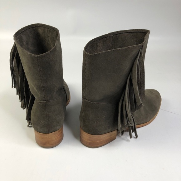 Anthropologie Plomo Gray Fringe Suede Western Cowgirl Booties 39 - Picture 4 of 5